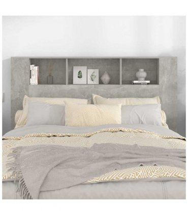 vidaXL Headboard Cabinet Concrete Grey 160x18.5x104.5 cm — Size: 160 cm