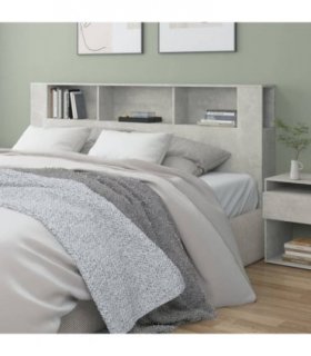 vidaXL Headboard Cabinet Concrete Grey 200x18.5x104.5 cm — Size: 200 cm