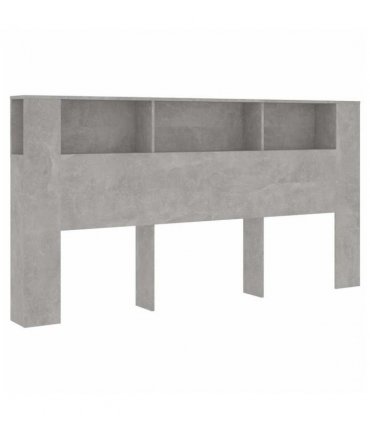 vidaXL Headboard Cabinet Concrete Grey 200x18.5x104.5 cm — Size: 200 cm