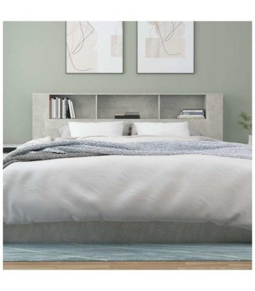vidaXL Headboard Cabinet Concrete Grey 200x18.5x104.5 cm — Size: 200 cm