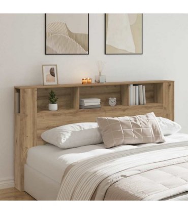 vidaXL Headboard Cabinet Artisian Oak 200x18.5x102.5 cm Engineered Wood — Size: 200 cm