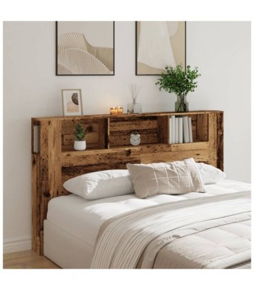 vidaXL Headboard Cabinet Old Wood 180x18.5x102.5 cm Engineered Wood — Size: 180 cm
