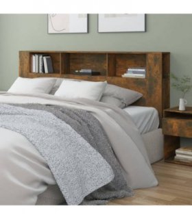 vidaXL Headboard Cabinet | Smoked oak | Engineered wood | 200 x 18.5 x 104.5 cm — Size: 200 cm
