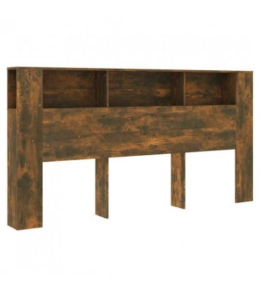 vidaXL Headboard Cabinet | Smoked oak | Engineered wood | 200 x 18.5 x 104.5 cm — Size: 200 cm