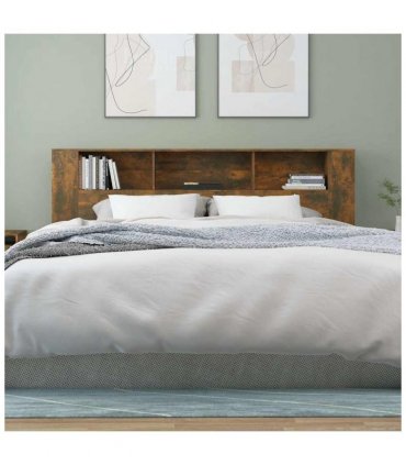 vidaXL Headboard Cabinet | Smoked oak | Engineered wood | 200 x 18.5 x 104.5 cm — Size: 200 cm