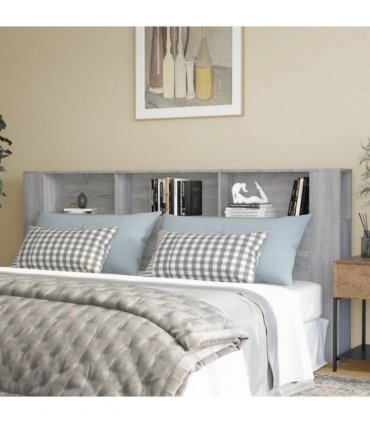 vidaXL Headboard Cabinet | Grey sonoma | Engineered wood | Large — Size: 220 cm