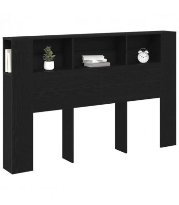vidaXL Headboard Cabinet with Shelf Black Oak 160 x 18.5 x 102.5 cm — Size: 160 cm