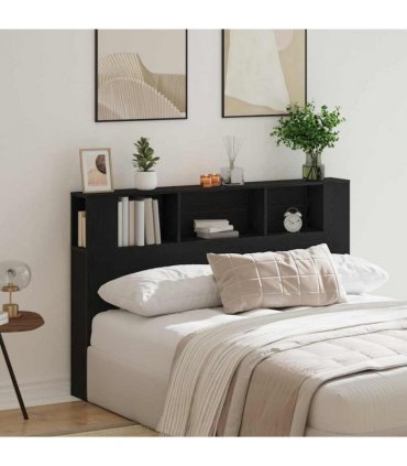 vidaXL Headboard Cabinet with Shelf Black Oak 160 x 18.5 x 102.5 cm — Size: 160 cm