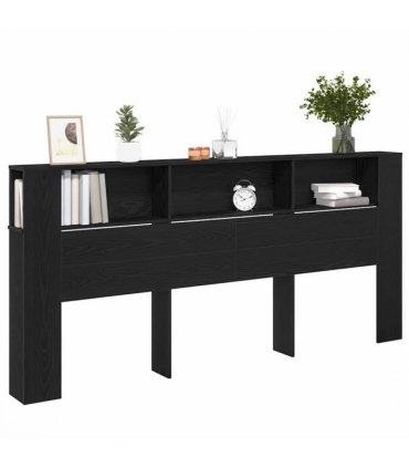 vidaXL Headboard Cabinet with Shelf Black Oak 220 x 18.5 x 102.5 cm — Size: 220 cm