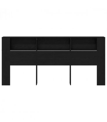vidaXL Headboard Cabinet with Shelf Black Oak 220 x 18.5 x 102.5 cm — Size: 220 cm