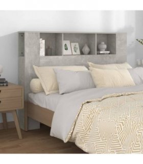 vidaXL Headboard Cabinet Concrete Grey 140x18.5x104.5 cm — Size: 140 cm