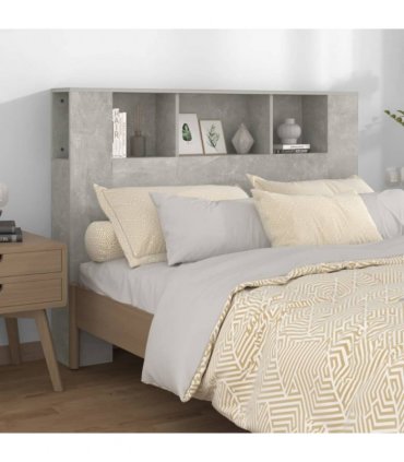 vidaXL Headboard Cabinet Concrete Grey 140x18.5x104.5 cm — Size: 140 cm