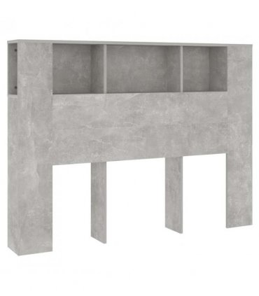 vidaXL Headboard Cabinet Concrete Grey 140x18.5x104.5 cm — Size: 140 cm