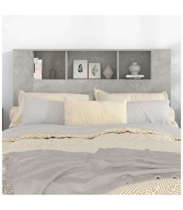 vidaXL Headboard Cabinet Concrete Grey 140x18.5x104.5 cm — Size: 140 cm