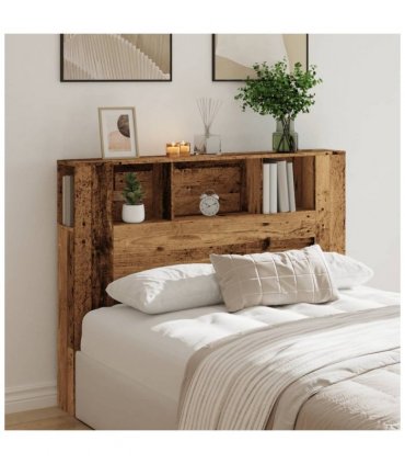 vidaXL Headboard Cabinet Old Wood 140x18.5x102.5 cm Engineered Wood — Size: 140 cm