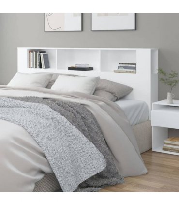 vidaXL Headboard Cabinet White 200x18.5x104.5 cm — Size: 200 cm