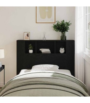 vidaXL Headboard Cabinet with Shelf Black Oak 120 x 18.5 x 102.5 cm — Size: 120 cm