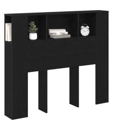 vidaXL Headboard Cabinet with Shelf Black Oak 120 x 18.5 x 102.5 cm — Size: 120 cm