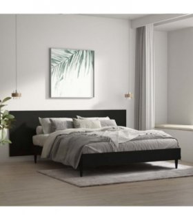vidaXL Wall Headboard | Black | Engineered Wood | 240 cm x 1.5 cm x 80 cm