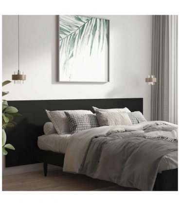 vidaXL Wall Headboard | Black | Engineered Wood | 240 cm x 1.5 cm x 80 cm