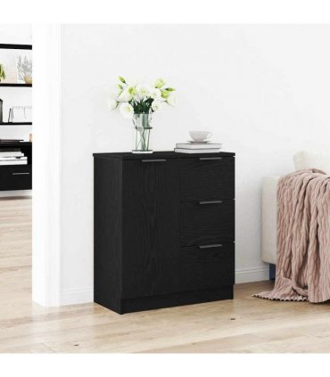 vidaXL Sideboard with Drawer Black Oak 60 x 30 x 70 cm Engineered Wood