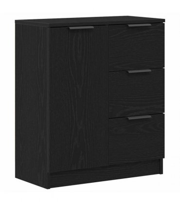 vidaXL Sideboard with Drawer Black Oak 60 x 30 x 70 cm Engineered Wood