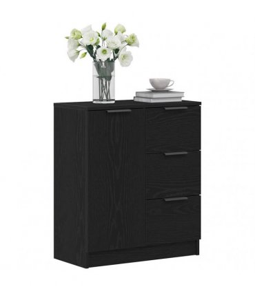 vidaXL Sideboard with Drawer Black Oak 60 x 30 x 70 cm Engineered Wood