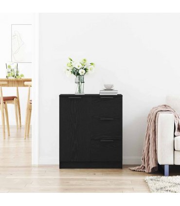 vidaXL Sideboard with Drawer Black Oak 60 x 30 x 70 cm Engineered Wood