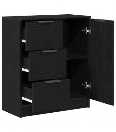 vidaXL Sideboard with Drawer Black Oak 60 x 30 x 70 cm Engineered Wood