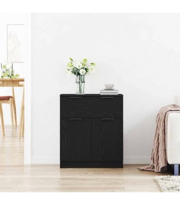 vidaXL Sideboard with Drawer Black Oak 60 x 30 x 70 cm Engineered Wood — V0672029958