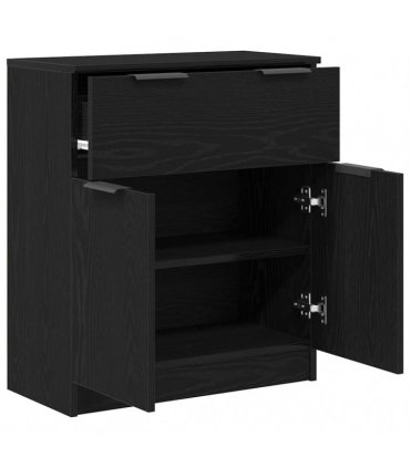 vidaXL Sideboard with Drawer Black Oak 60 x 30 x 70 cm Engineered Wood — V0672029958