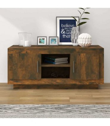 vidaXL TV Cabinet Smoked Oak 102x35x45 cm Engineered Wood