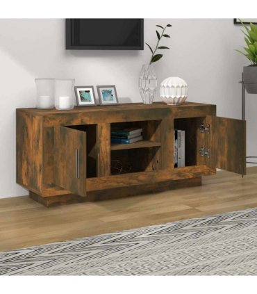 vidaXL TV Cabinet Smoked Oak 102x35x45 cm Engineered Wood