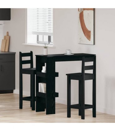 vidaXL Wall Bar Table Black Oak 102 x 45 x 103.5 cm Engineered Wood