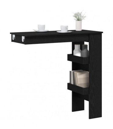 vidaXL Wall Bar Table Black Oak 102 x 45 x 103.5 cm Engineered Wood