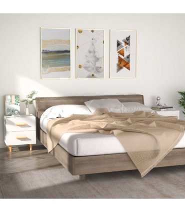 vidaXL Bed Cabinets 2 pcs White 40x35x47.5 cm