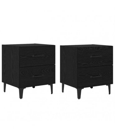 vidaXL Bed Cabinet 2 pcs Black Oak 40 x 35 x 47.5 cm Engineered Wood
