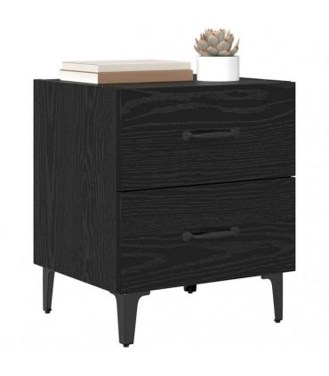 vidaXL Bed Cabinet 2 pcs Black Oak 40 x 35 x 47.5 cm Engineered Wood