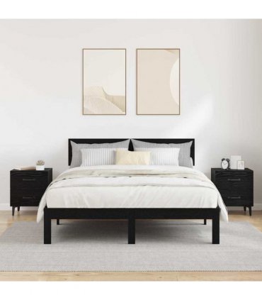 vidaXL Bed Cabinet 2 pcs Black Oak 40 x 35 x 47.5 cm Engineered Wood