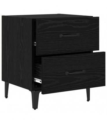 vidaXL Bed Cabinet 2 pcs Black Oak 40 x 35 x 47.5 cm Engineered Wood