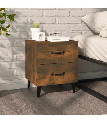 vidaXL Bedside Cabinet Smoked Oak 40x35x47.5 cm