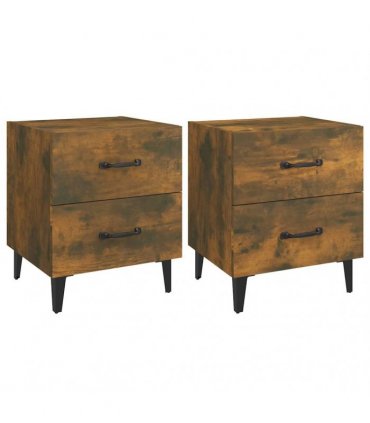 vidaXL Bedside Cabinets 2 pcs Smoked Oak 40x35x47.5 cm