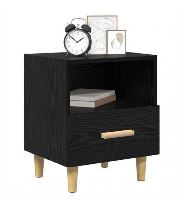 vidaXL Bedside Cabinet Black Oak 40 x 35 x 47 cm Engineered Wood