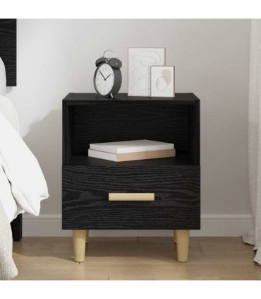 vidaXL Bedside Cabinet Black Oak 40 x 35 x 47 cm Engineered Wood