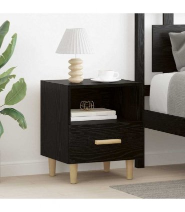 vidaXL Bedside Cabinet 2 pcs Black Oak 40 x 35 x 47 cm Engineered Wood