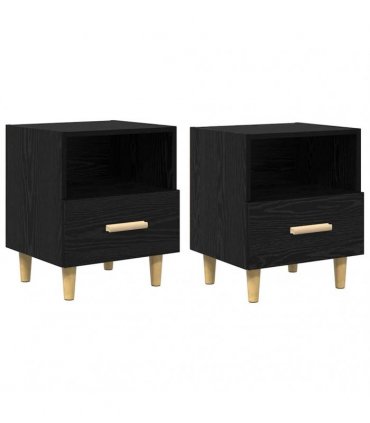 vidaXL Bedside Cabinet 2 pcs Black Oak 40 x 35 x 47 cm Engineered Wood