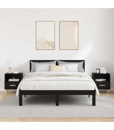 vidaXL Bedside Cabinet 2 pcs Black Oak 40 x 35 x 47 cm Engineered Wood