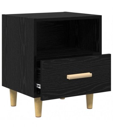 vidaXL Bedside Cabinet 2 pcs Black Oak 40 x 35 x 47 cm Engineered Wood