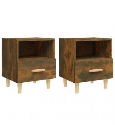 vidaXL Bedside Cabinets 2 pcs Smoked Oak 40x35x47 cm
