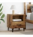 vidaXL Bedside Cabinet with Drawer 2 pcs Old wood 40 x 35 x 47.5 cm — V0672030128